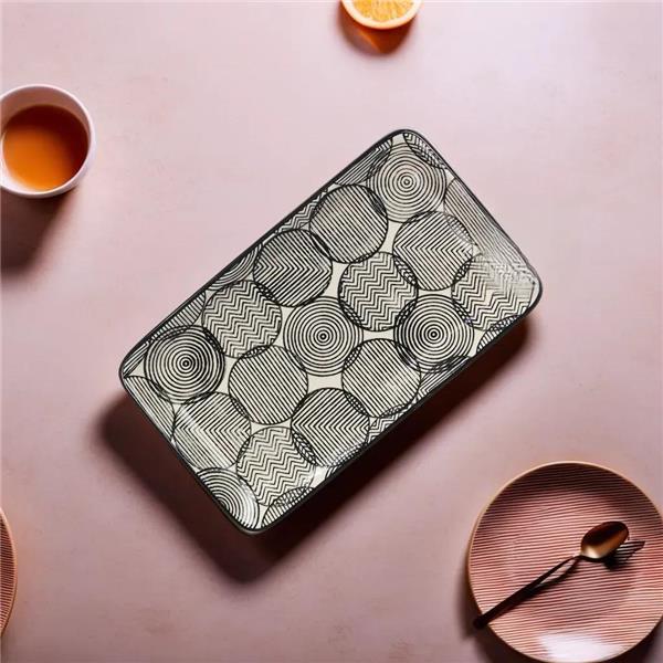 Black & White Stoneware Pattern Platter