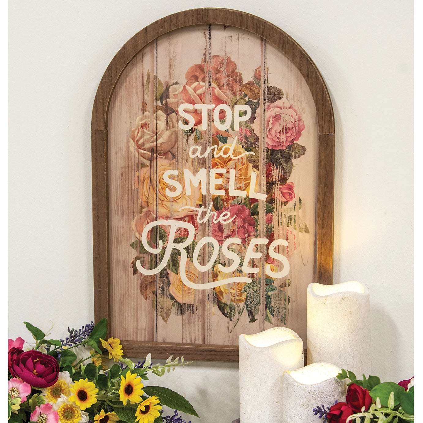 Stop and Smell the Roses Vintage Arch Sign