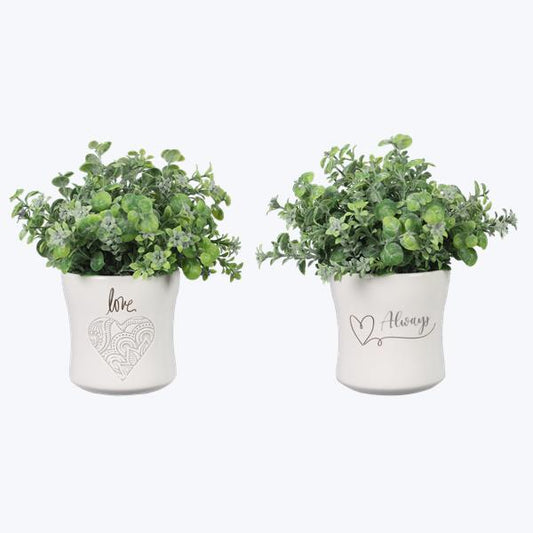 Love Ceramic Planter with Artificial Flower – ALWAYS