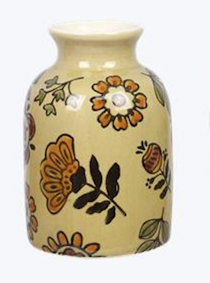 Mini Stoneware Folk Art Floral Vase – Style #2
