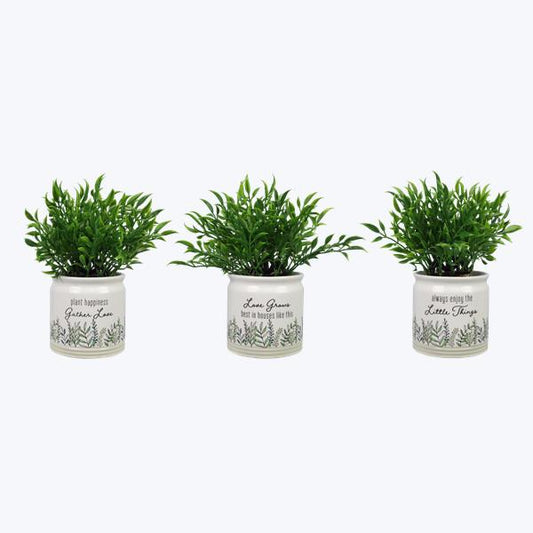 Quiet Cottage Ceramic Quote Planter – 3 Assorted