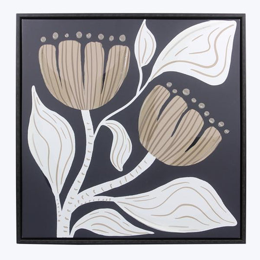 Large Black Floral Framed Wall Art