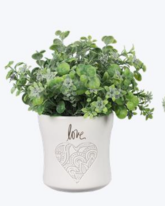 Love Ceramic Planter with Artificial Flower – LOVE
