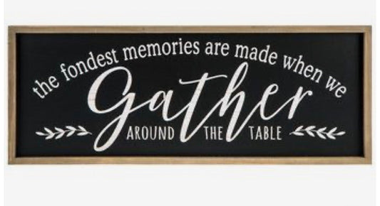 Gather Around the Table Framed Wall Sign (32" x 12")