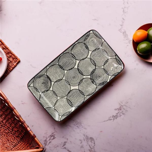 Black & White Stoneware Pattern Platter