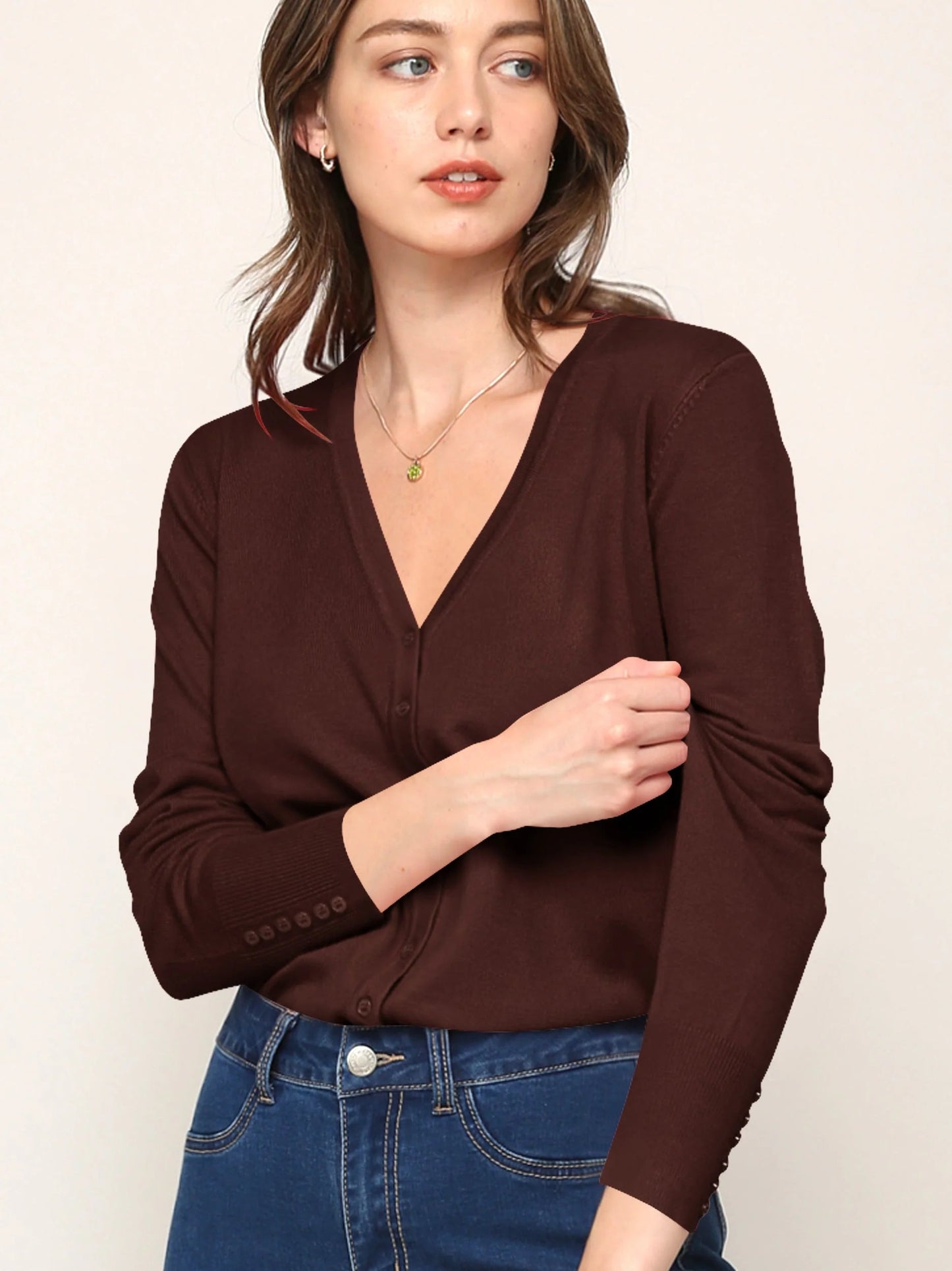 Women’s Keep It Classic V-Neck Cardigan – Style WSK780