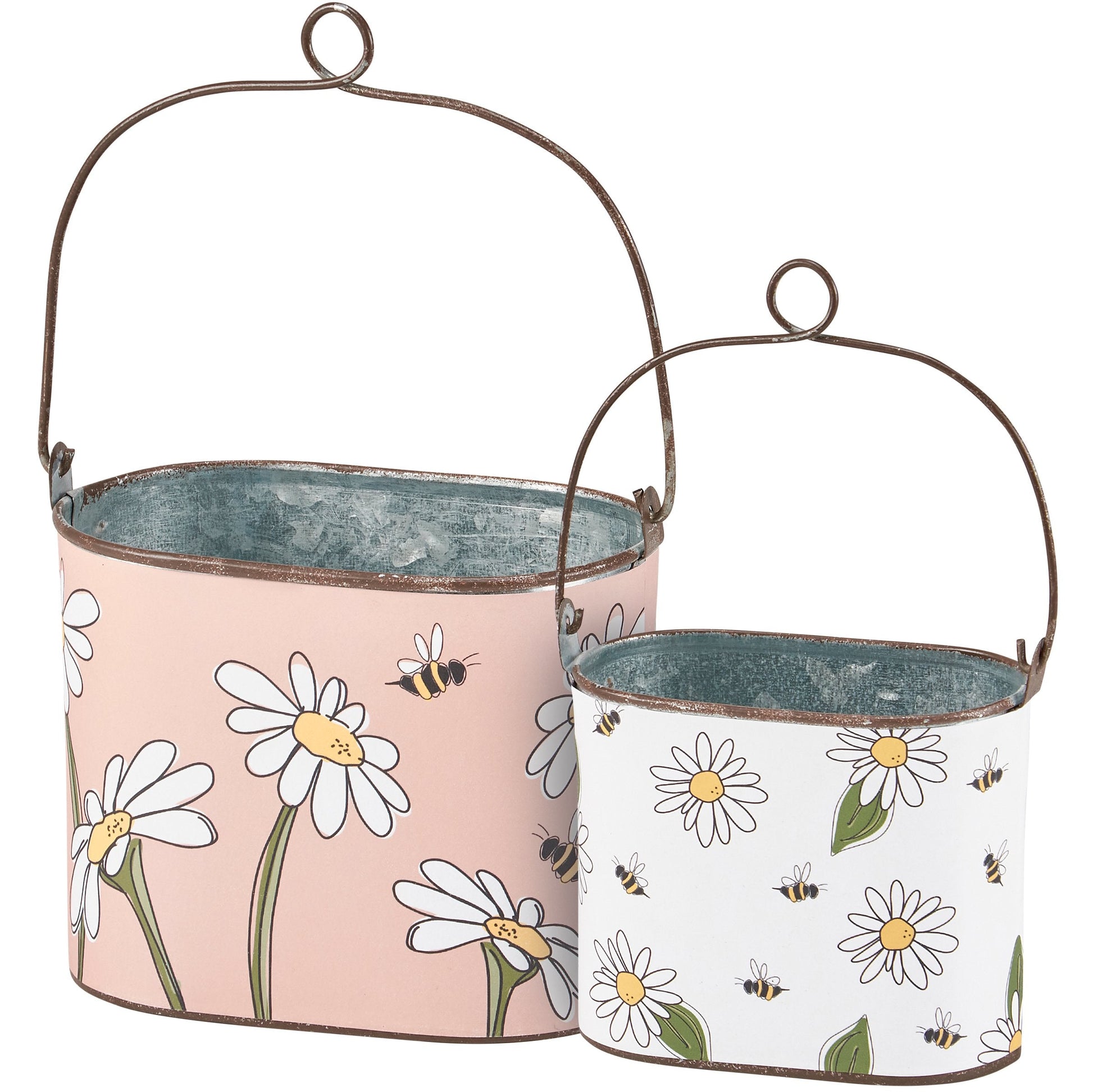 Daisy & Bee Metal Bucket Small - White