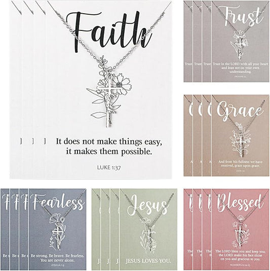 Faith Cross Necklace with Bible Verse Card