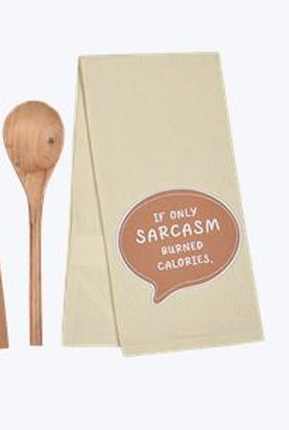 Embroidered Tea Towel with Wood Spoon Set – 3 Assorted
