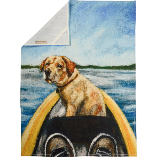 Dog in Canoe Kitchen Towel