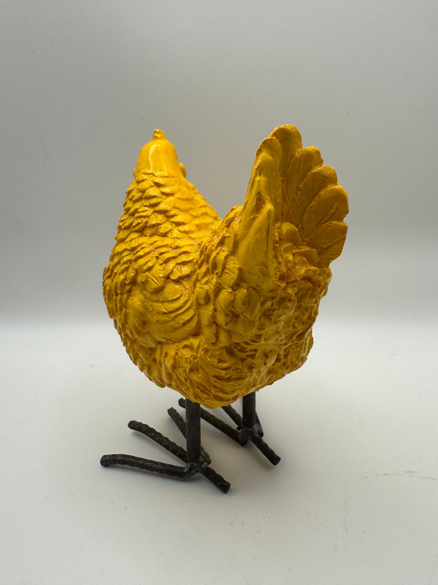 Yellow Farmhouse Chicken Decor – Rustic Standing Hen (5.5")