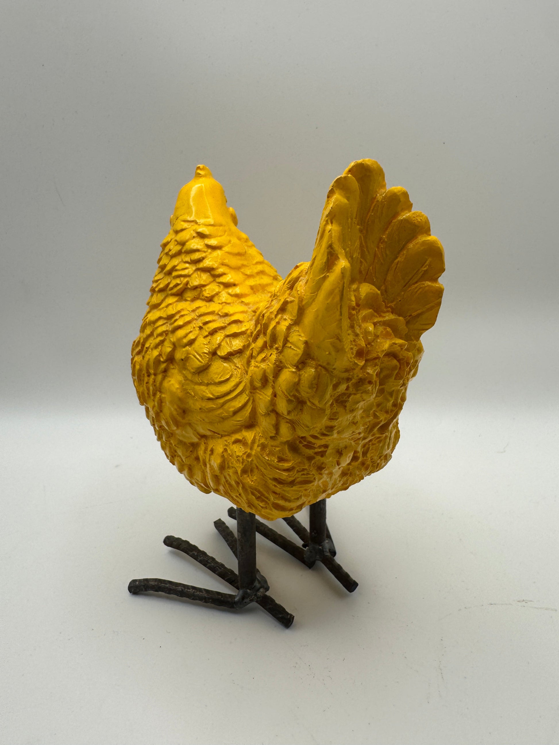 Yellow Farmhouse Chicken Decor – Rustic Standing Hen (5.5")
