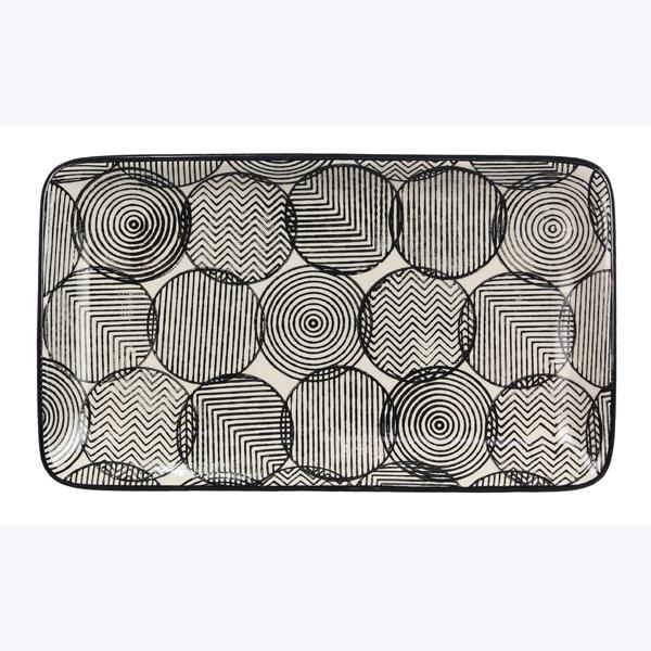 Black & White Stoneware Pattern Platter