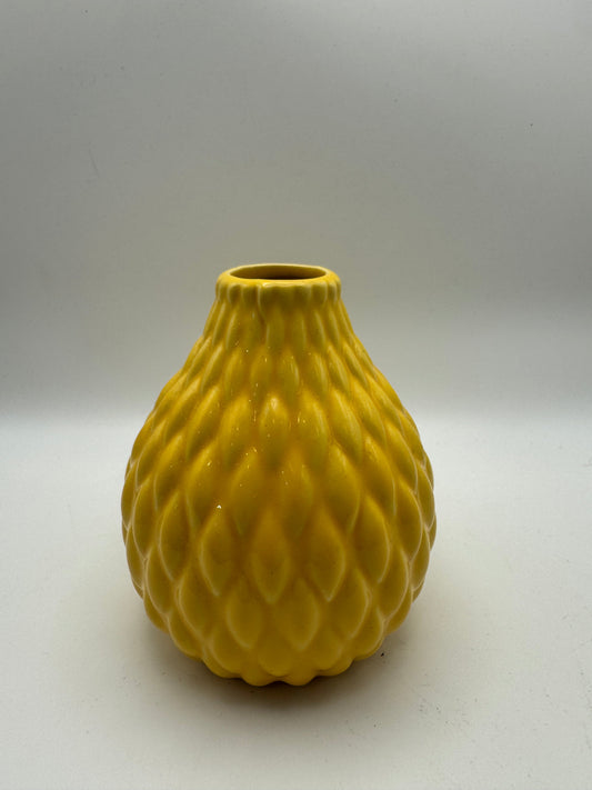 Yellow Textured Bud Vase – Farmhouse Mini Vase (4")