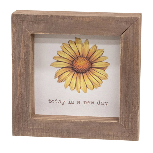 Daisy Framed Sign – Today is a new day