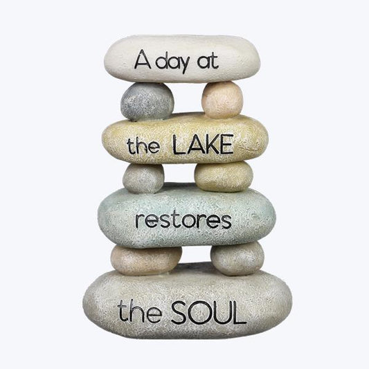 Lake Cabin Stacked Wellness Rock Décor