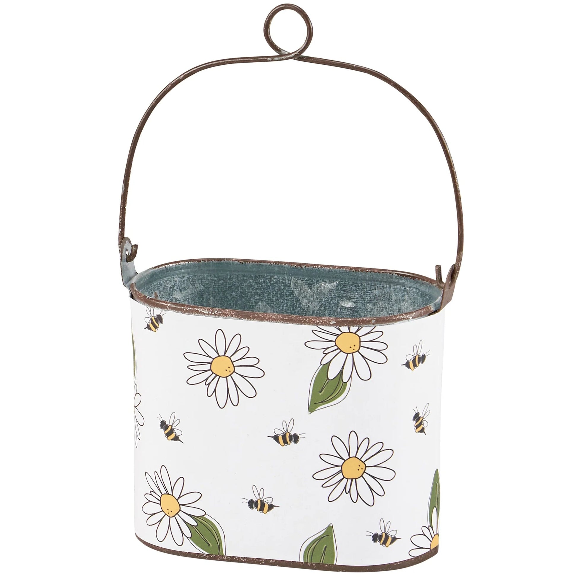 Daisy & Bee Metal Bucket Small - White