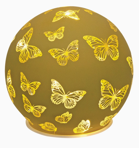 Glass LED Butterfly Orb – Light Up Decor - Yellow