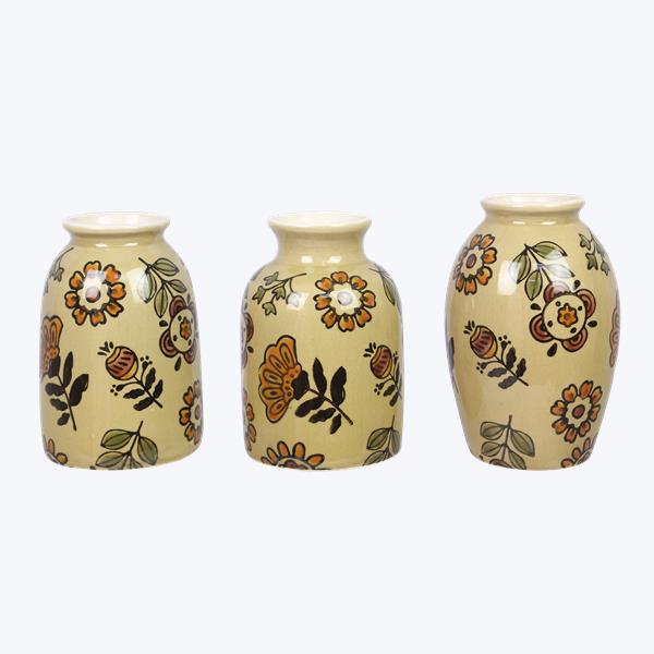 Mini Stoneware Folk Art Floral Vase – Style #1