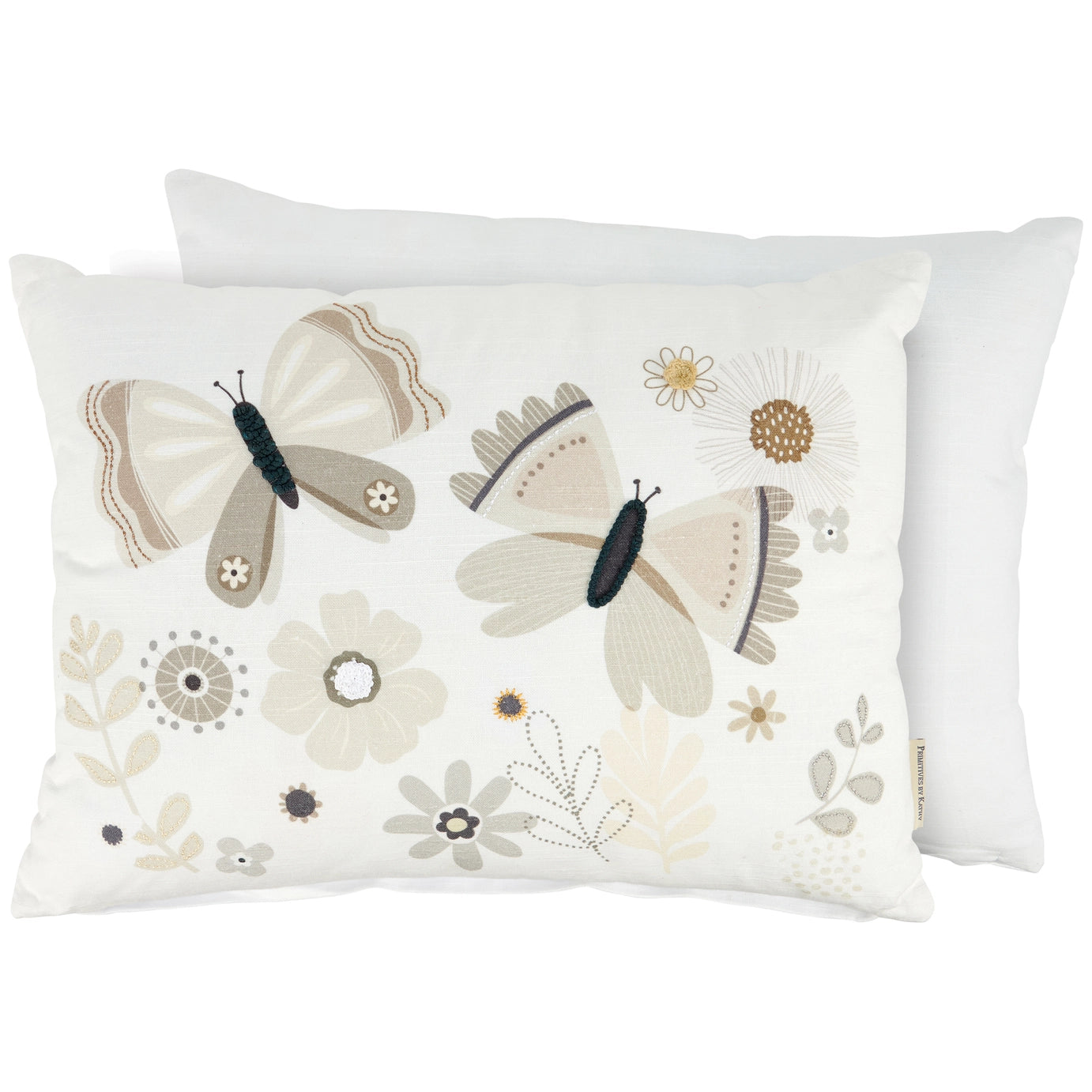 Beige Butterfly Floral Pillow
