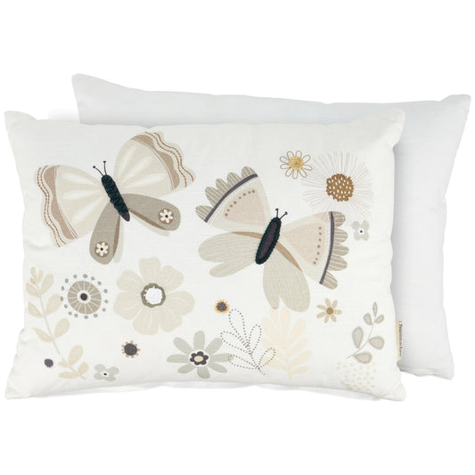 Beige Butterfly Floral Pillow