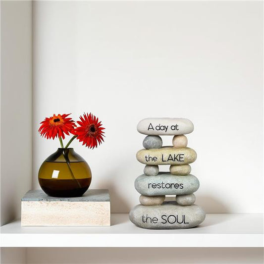 Lake Cabin Stacked Wellness Rock Décor