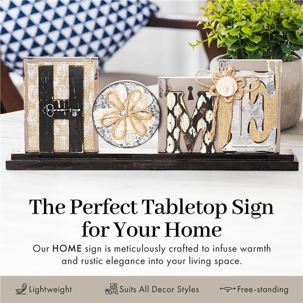 Rustic Wood & Burlap Tabletop Sign