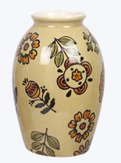 Mini Stoneware Folk Art Floral Vase – Style #3