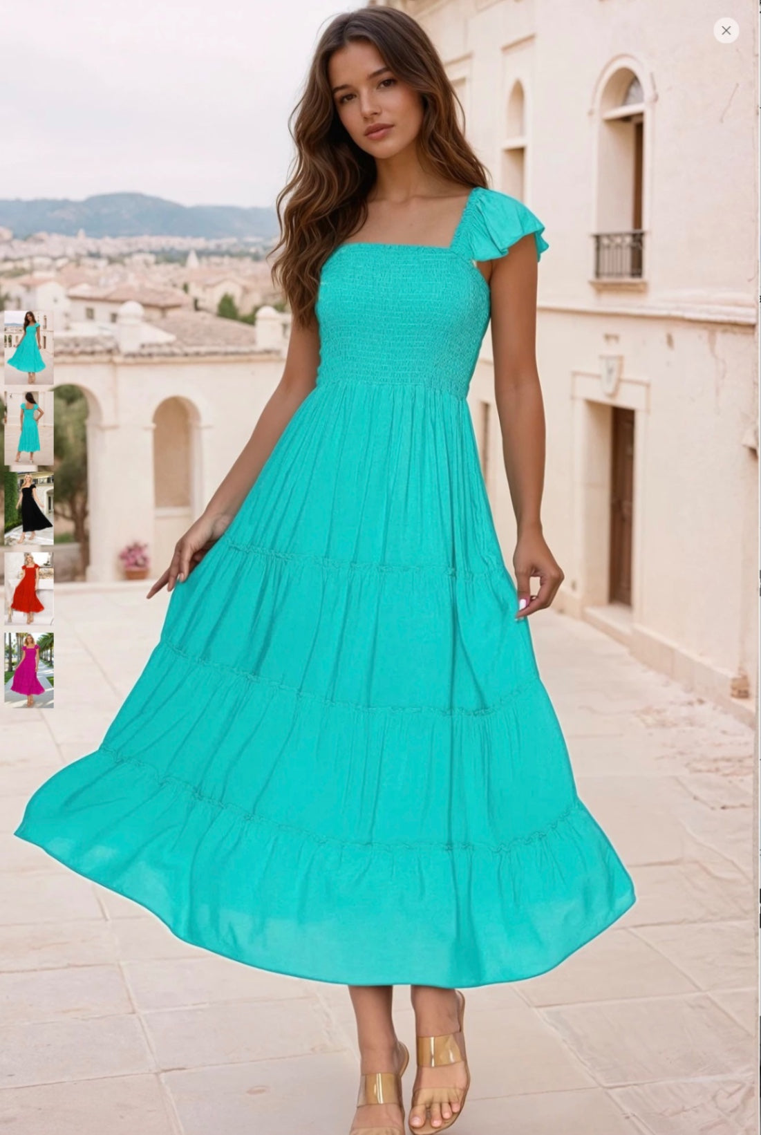 Palm Spring Maxi Dress - Small - Turquoise