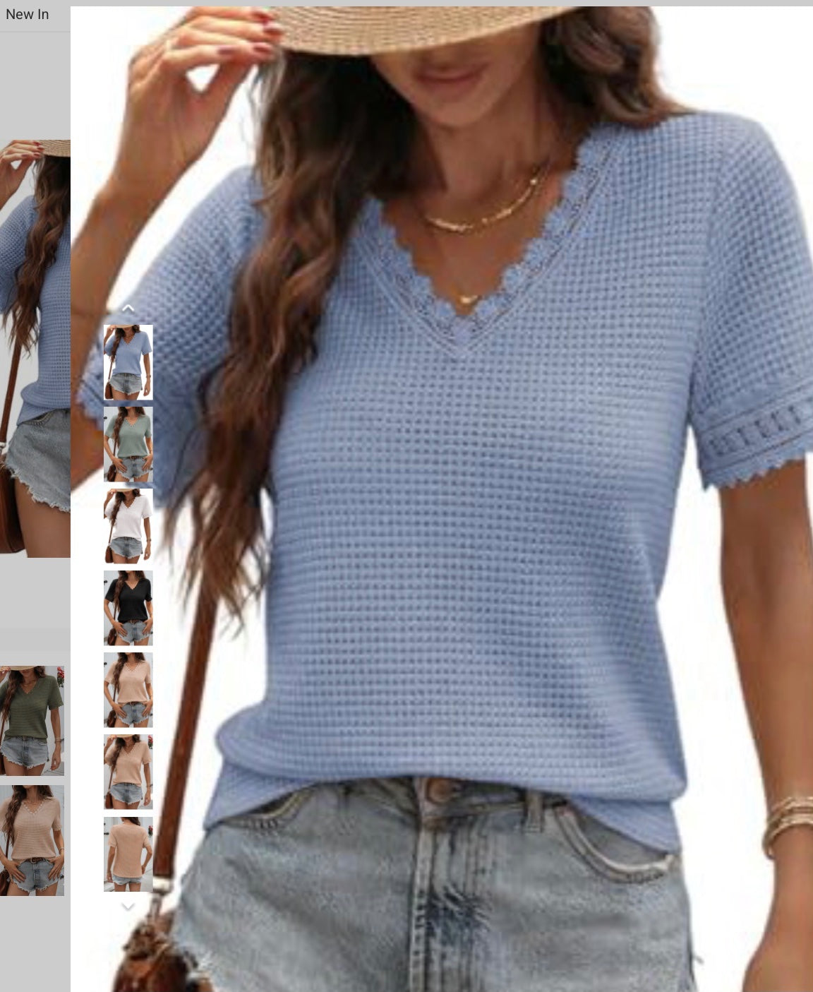Lace trim Top cute and comfy- Medium - Light Blue