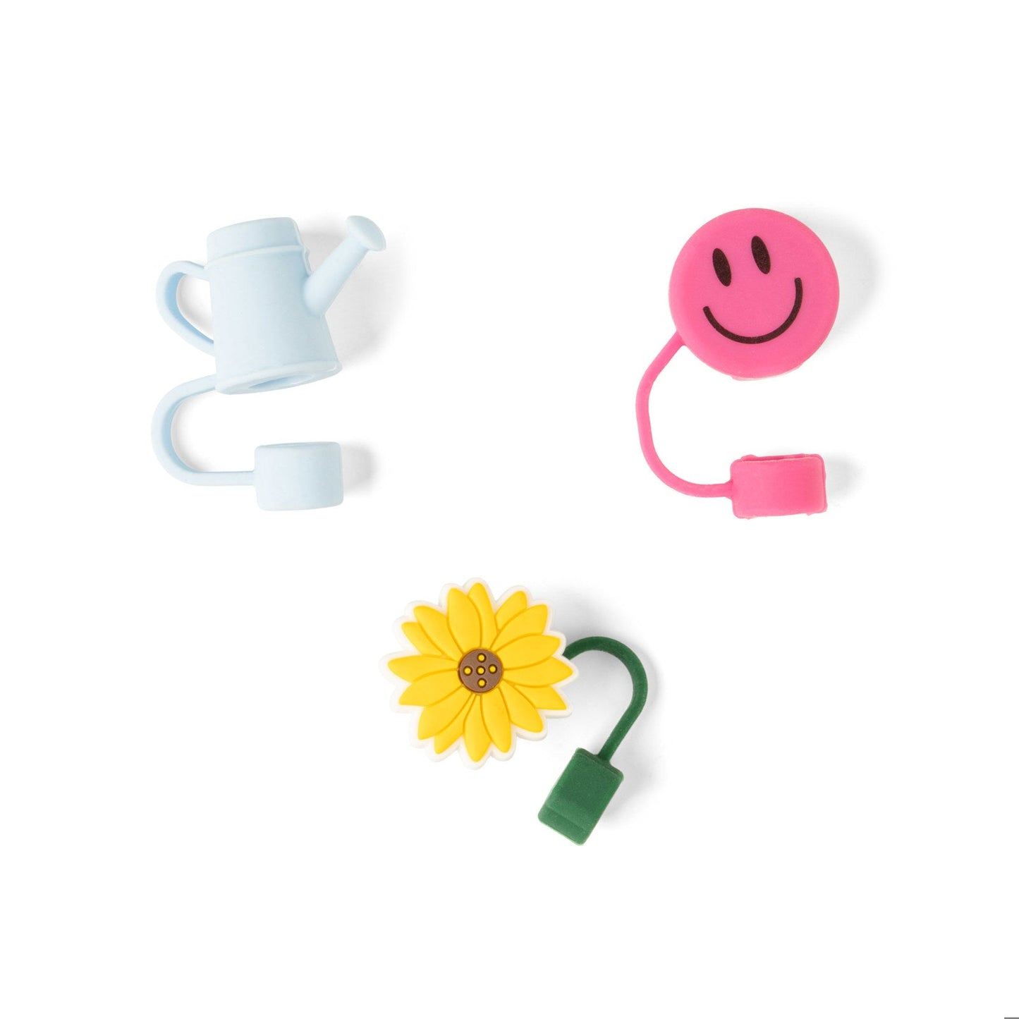 Crush™ Thirst Trap Straw Toppers – 3 Pack - Flower - Watering Can - Smile