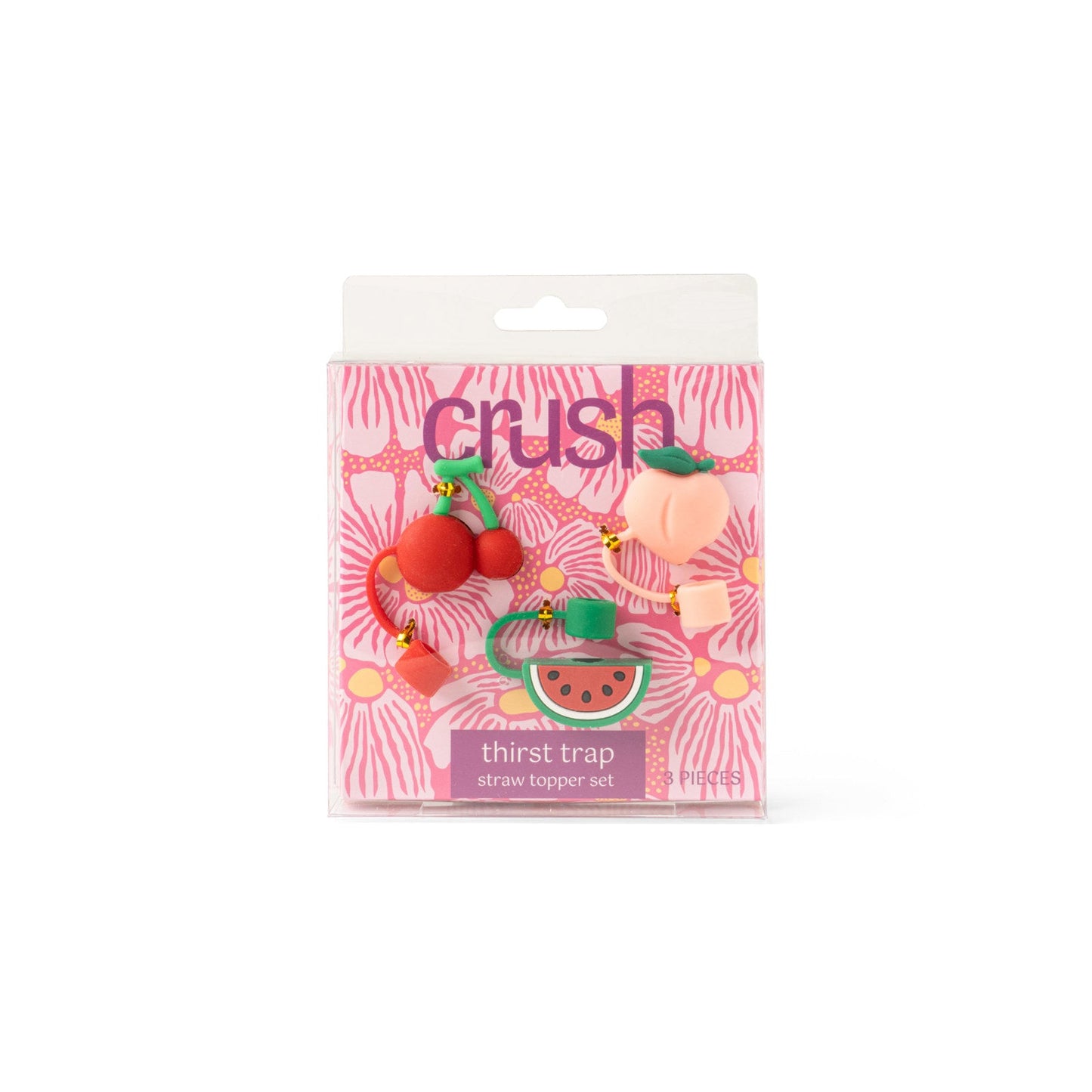 Crush™ Thirst Trap Straw Toppers – 3 Pack - Flower - Watering Can - Smile