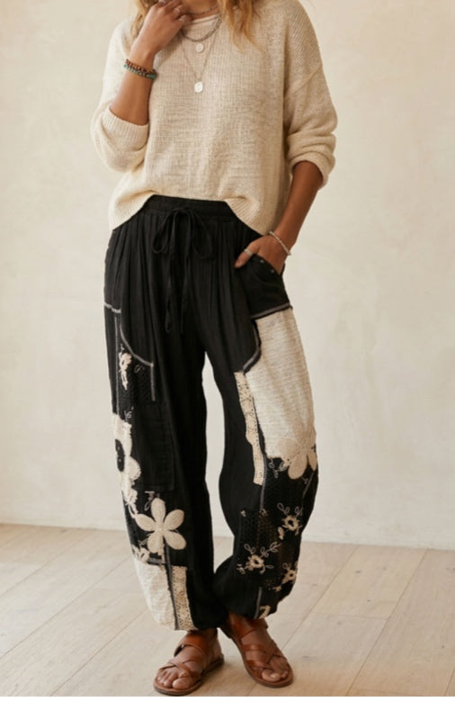 Ruri & Ruda Pants - Medium - Black and Cream