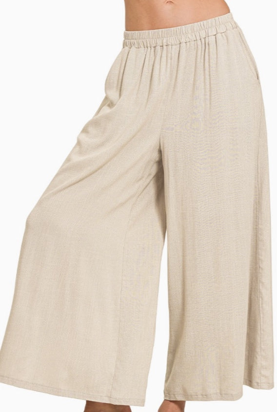 Zenana wide leg Pants - Small - Sand Beige