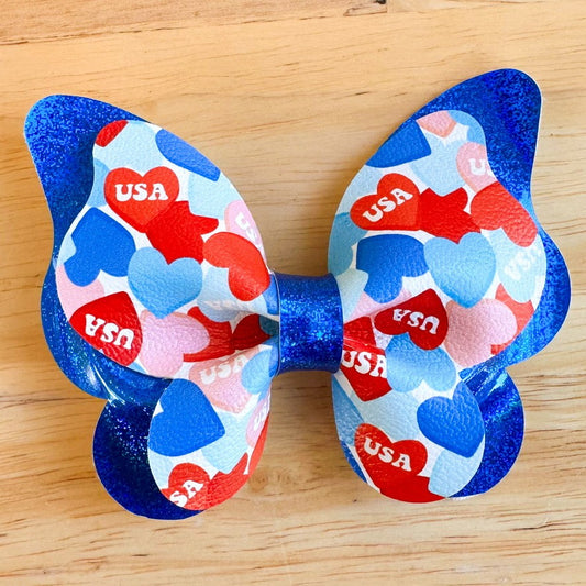 3.5” USA Hearts Butterfly Bow (00L09Z)