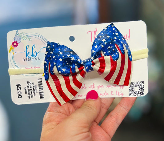 4” Patriotic Drips Simple Pinch Bow on Nylon (00L0DJ)