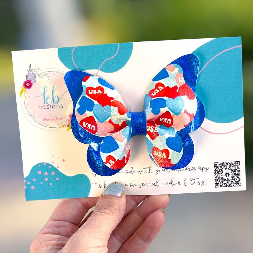 3.5” USA Hearts Butterfly Bow (00L09Z)