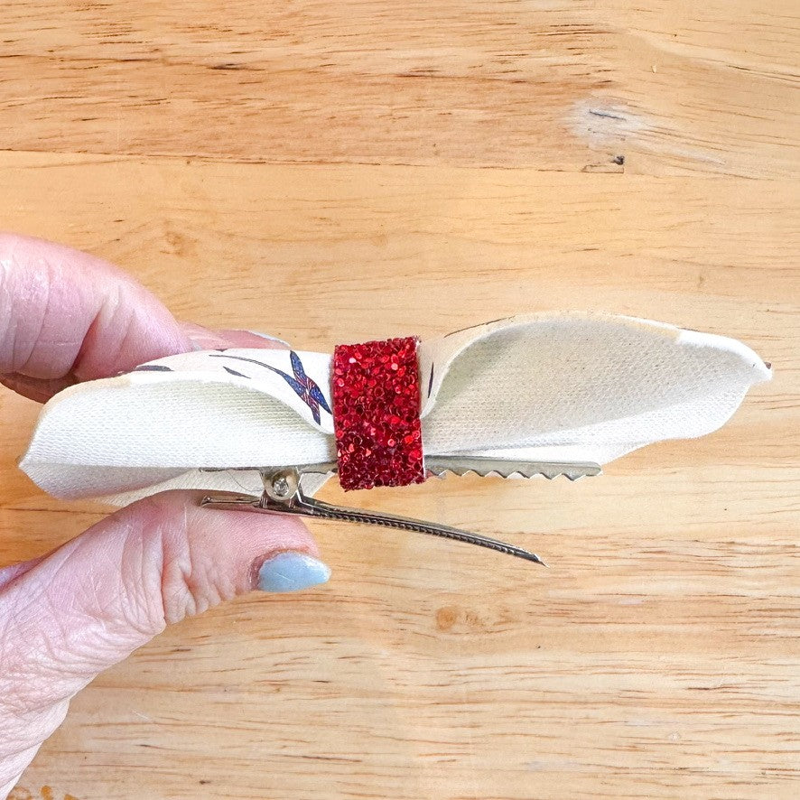 4” Simple Pinch Patriotic Pinwheels Bow (00L09T)