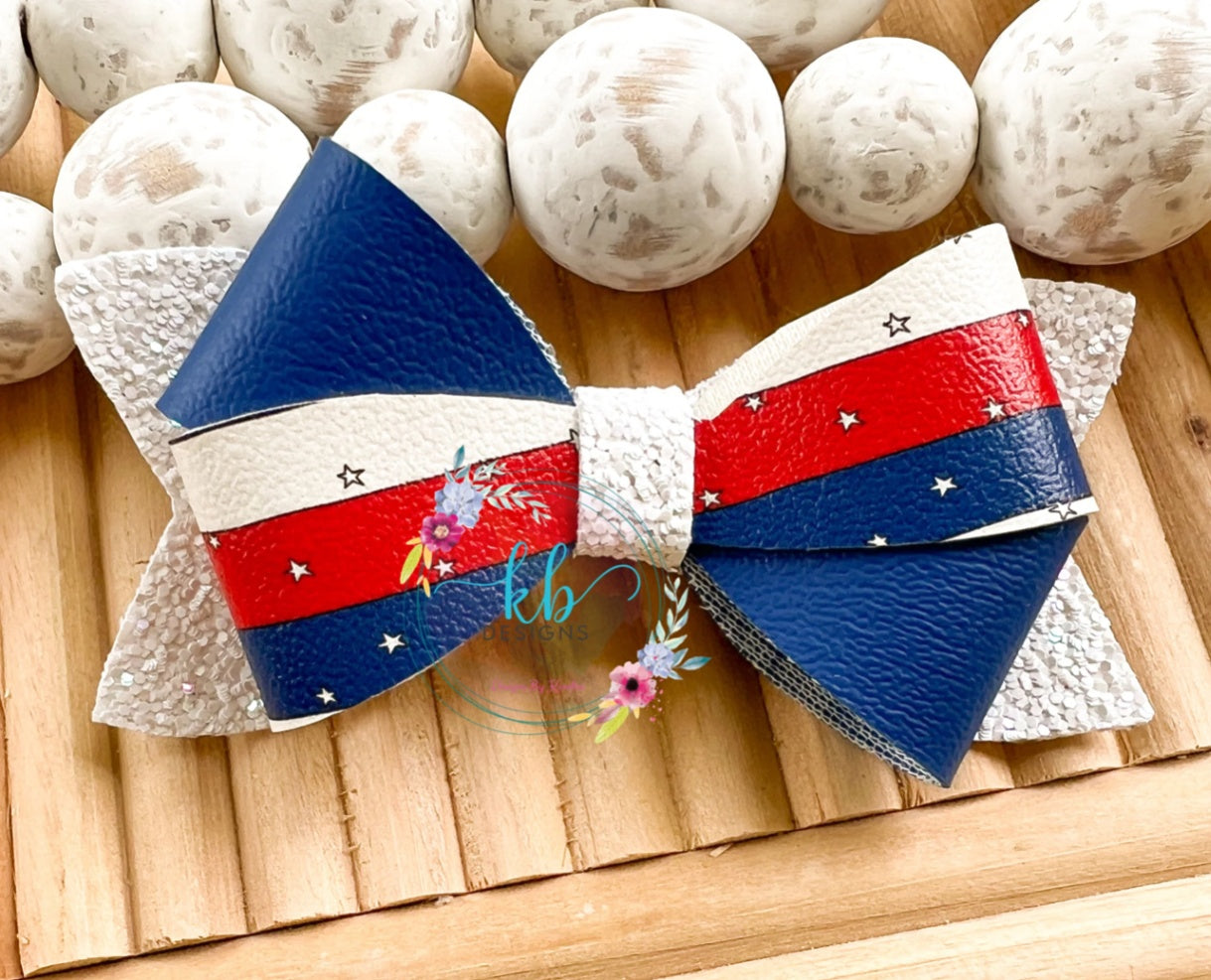 4” Criss Cross USA Stripes Bow (00L06S)