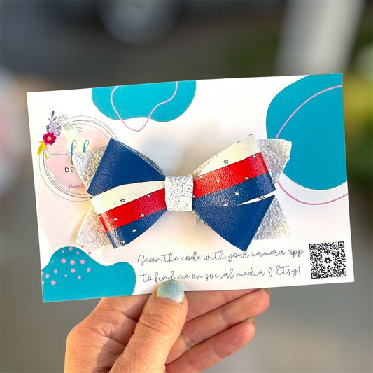 4” Criss Cross USA Stripes Bow (00L06S)