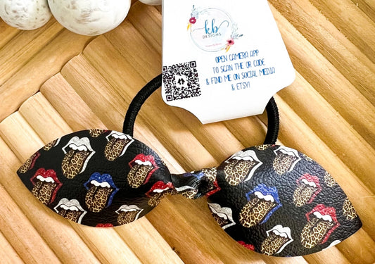 5” America leopard tongues knot bow (00L098)