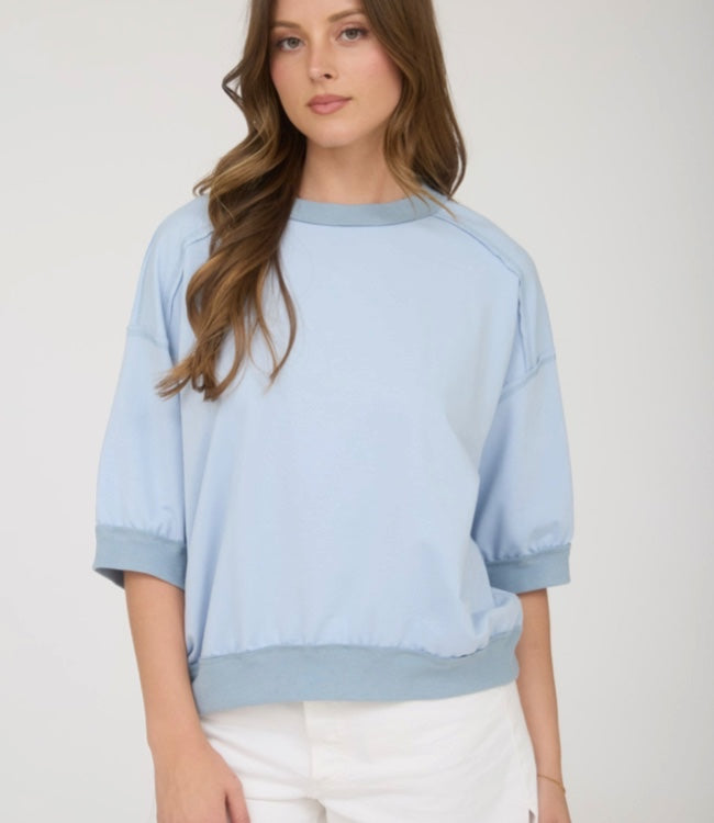 J.O.A. Cute and comfy Top - Light Blue - Large