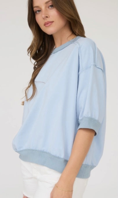 J.O.A. Cute and comfy Top - Light Blue - Small