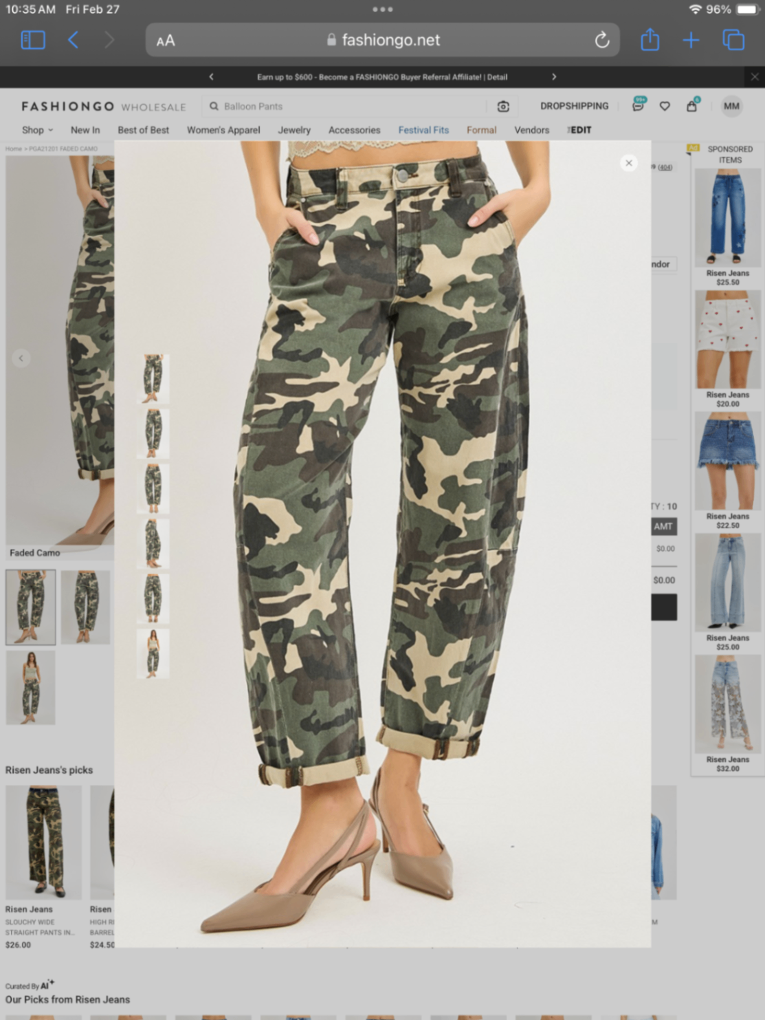 Risen slightly barrel Jeans -Camouflage (green, tan, black) - 5/27