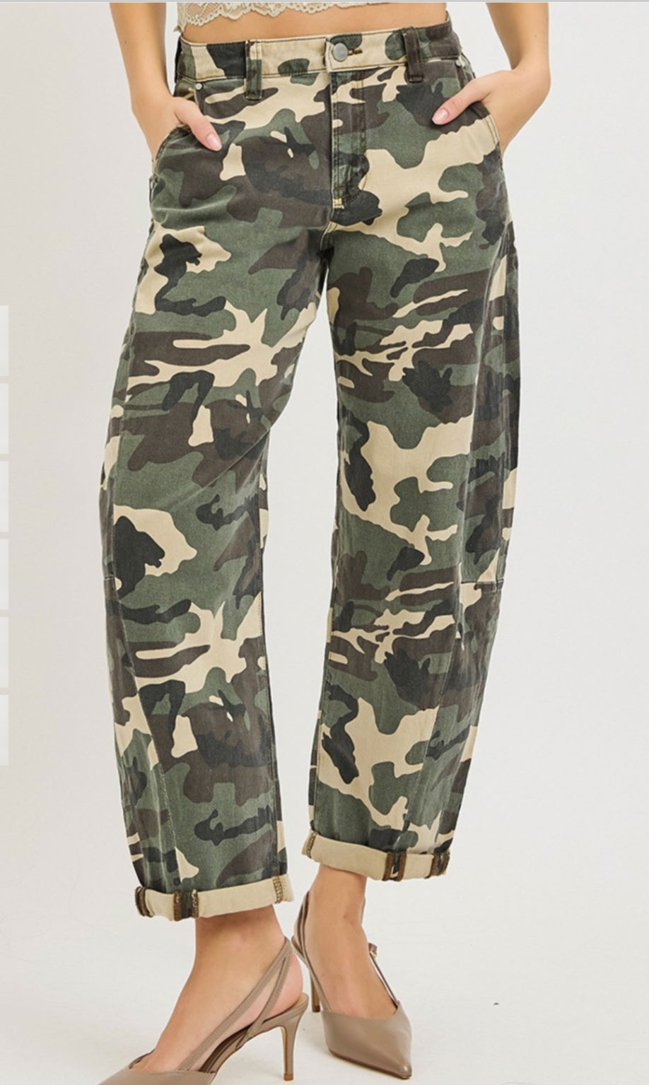Risen slightly barrel Jeans -Camouflage (green, tan, black) - 9/29