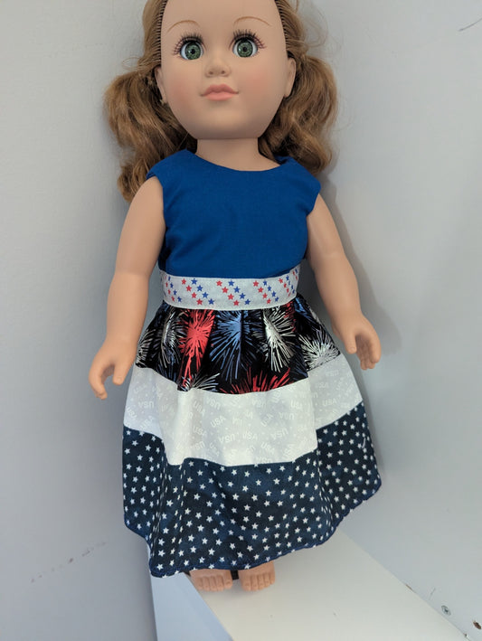 Mama Bear Sewing Den LLC Accessories - Blue, Red, White - 18" Doll