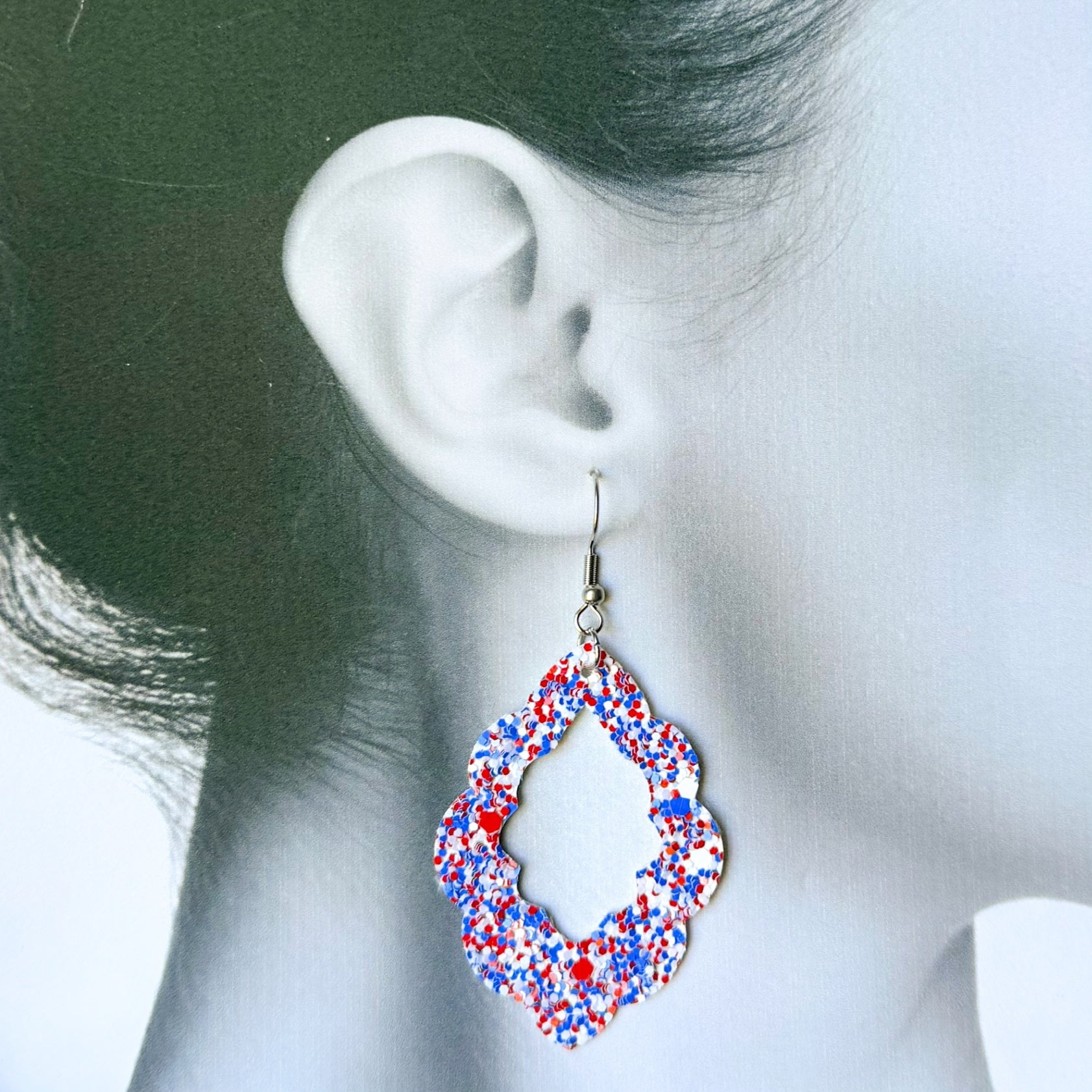RWB glitter Casbah Earrings Large (00L06A)