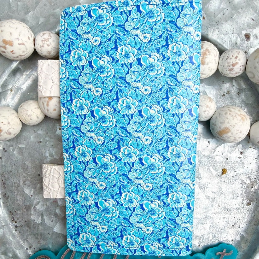 Tropical Blue Floral Checkbook Cover (00L08T)