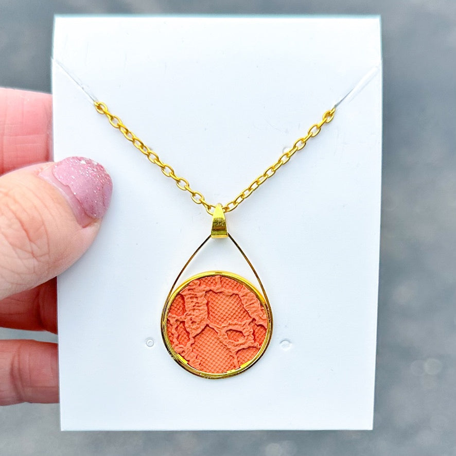 Orange Butterlace  - 18" Gold Necklace (00L04D)