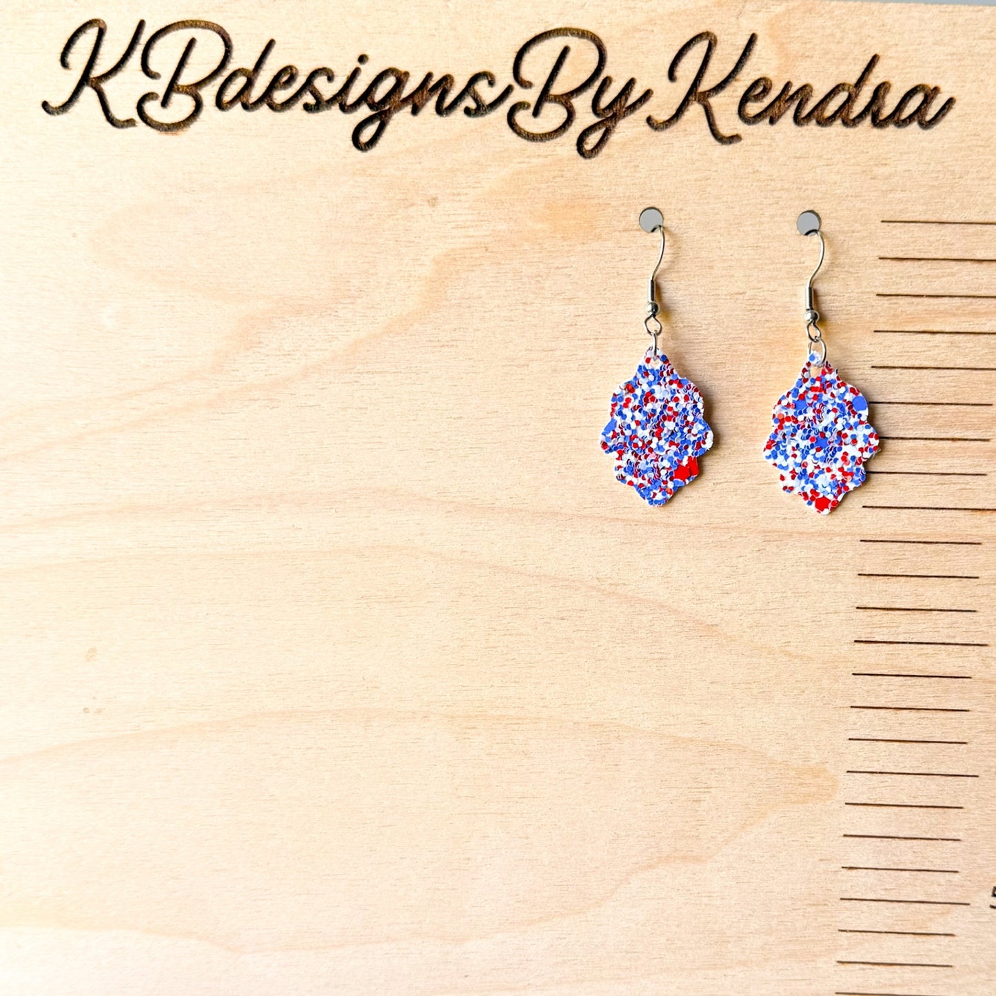 1" RWB Glitter Small Casbah Earrings (00L0NL)